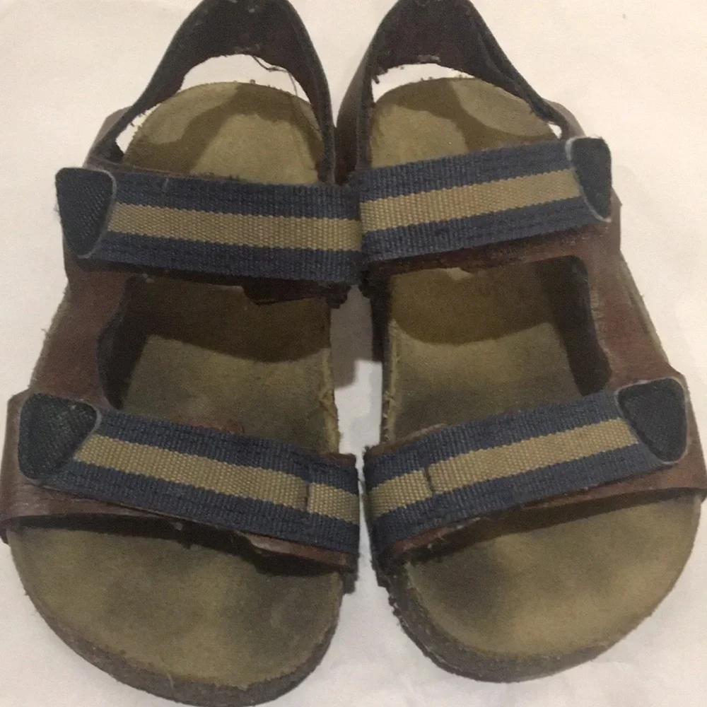 Carter's Kids cork sandals Adjustable blue beige Strap Brown size 9M